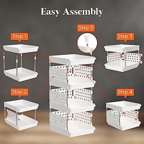 Plastic Stackable Storage Baskets Stacking Bins for Closet 4 Tier White - Picture 4 of 7
