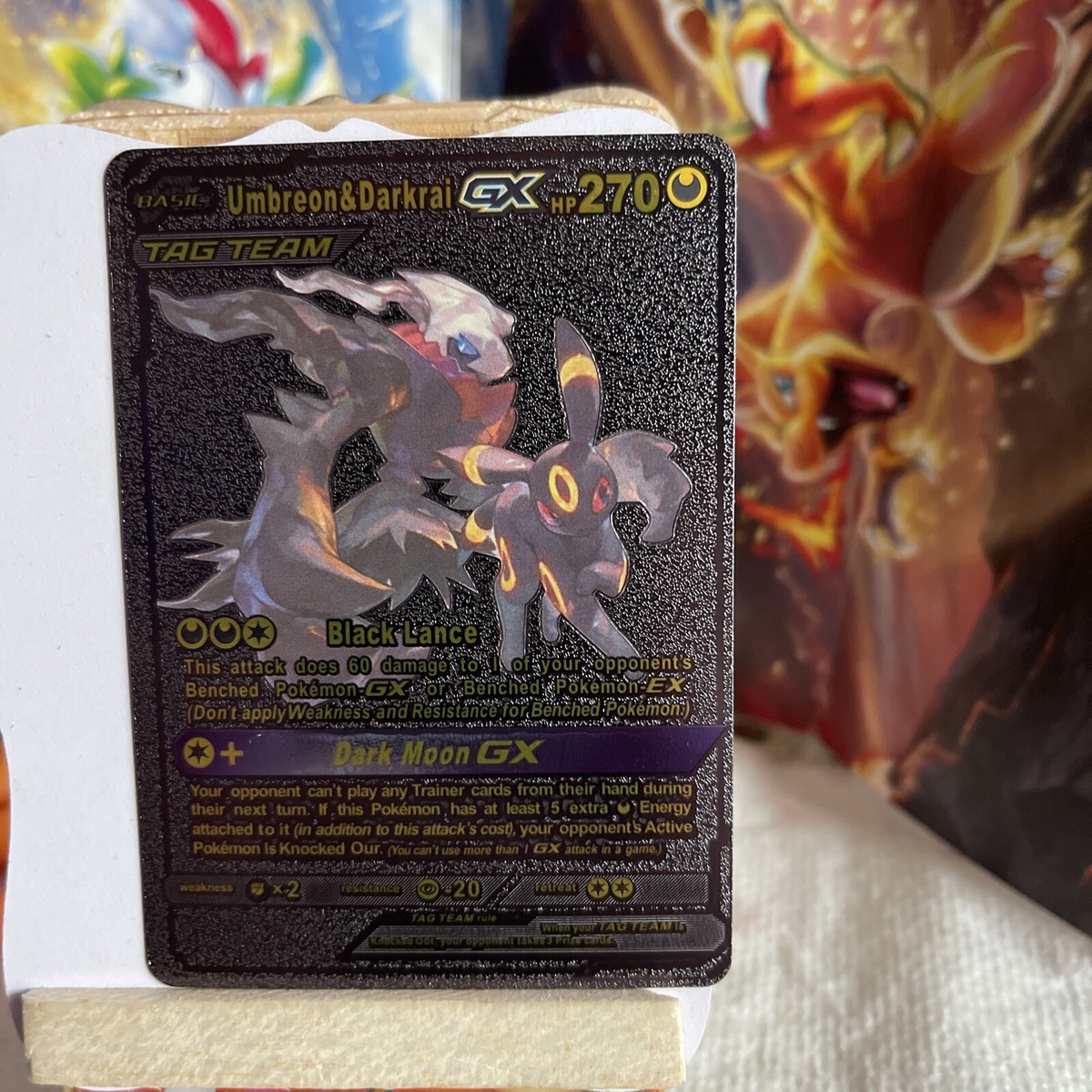 Pokemon Umbreon & Darkrai GX Tag Team 270 HP Black Foil Fan
