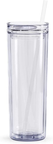 18oz Skinny Acrylic Tumbler w/Lid&Straw, Clear 8pk - Picture 2 of 10