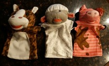 3 Melissa  Doug Farm Friends Hand Puppets- Horse Lamb Pig