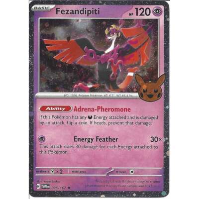 hide 新品　未開封　official trading card 126 096/167 Fezandipiti : Rare Holo Card : Trick or Trade 2024