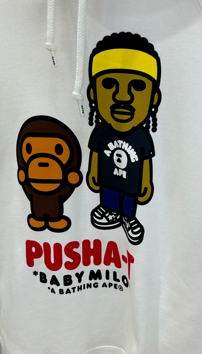 BAPE x Pusha T Baby Milo Pullover Hoodie White | eBay