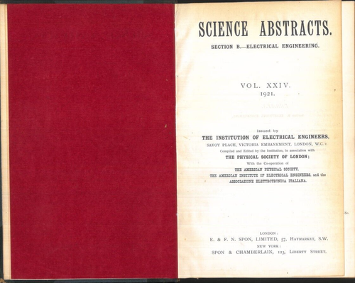 VINTAGE 1921 SCIENCE ABSTRACTS 1921 B ELECTRICAL ENGINEERING 654 PAGES - Picture 12 of 16