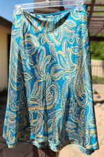 NWT Dana Buchman Couture Dressy Silk Skirt in Turquoise  Gold Print 14  250