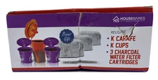 Housewares K-Cup Kit 2 Reusable K-Cups 1 K-Carafe & 3 Charcoal Water Filters New