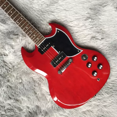 SG Custom Electric Guitar Red Body Black Pickguard 2P90 Pickups Chrome Parts