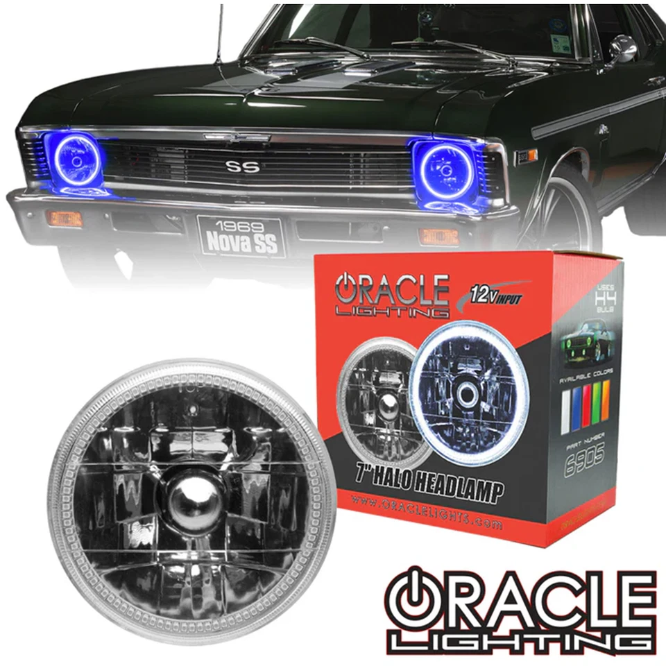 Oracle Lighting 7" Round Headlight W / White Smd Halo Pre - Installed #6905-001 - Image 2 of 4