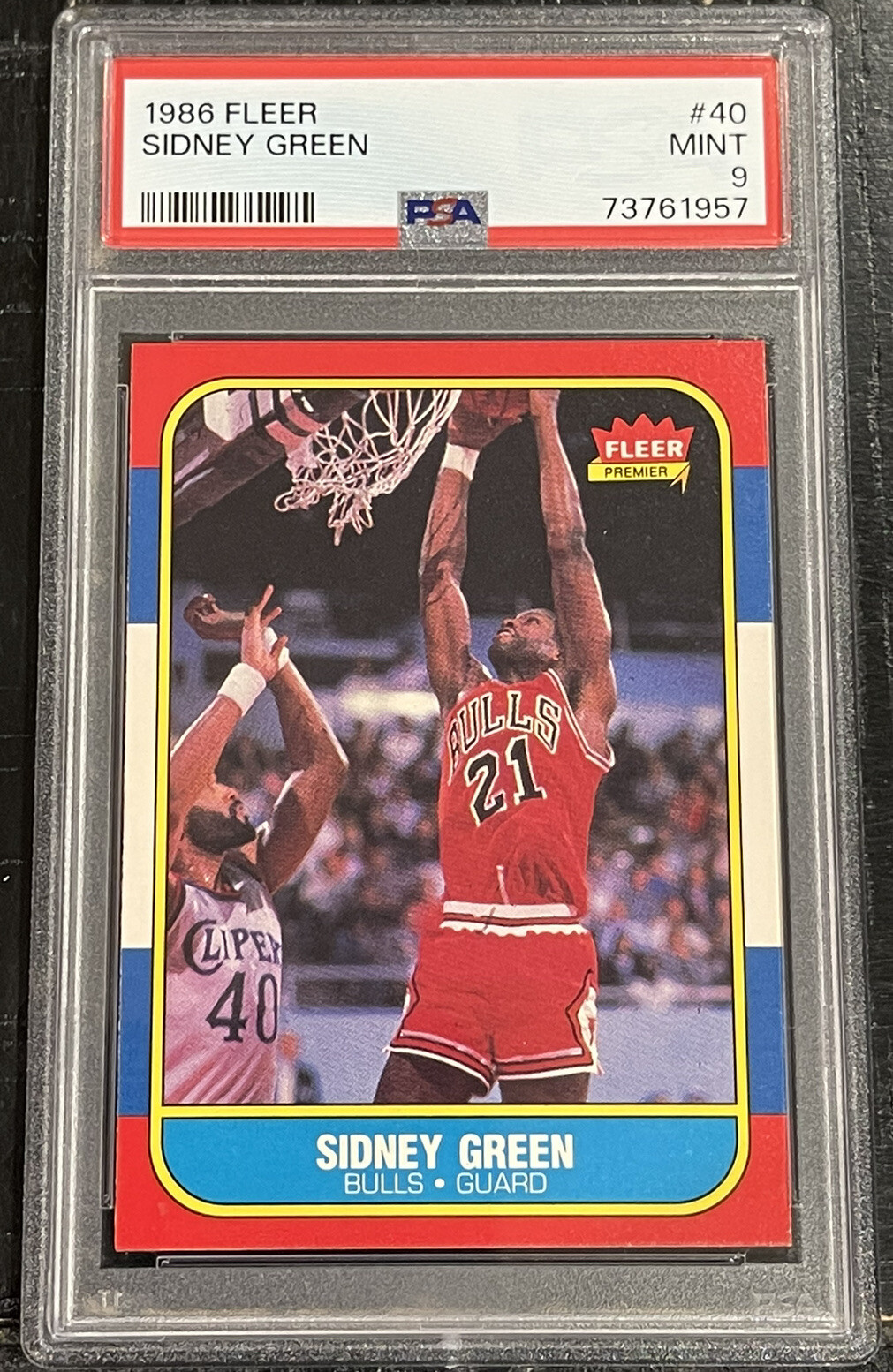 1986 Fleer Sidney Green ROOKIE RC PSA 9 MINT (JUST GRADED) #40 Bulls ~~1957