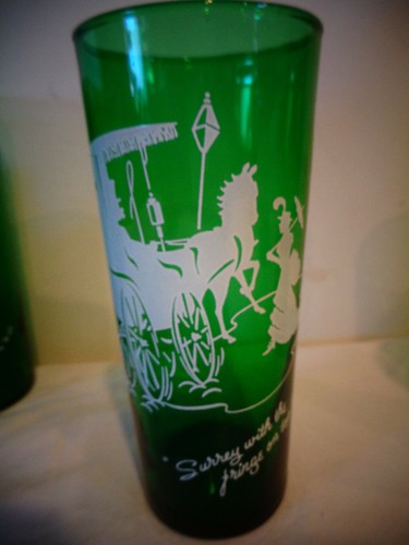 6 ANCHOR HOCKING GAY NINTIES FOREST GREEN ICE TEA GLASS STRAIGHT SHELL TUMBLERS - Picture 3 of 7