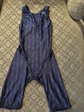 TYR TECH SUIT Womens 32 Navy Blue Aeroback Short TECHSuit USA FUSION 2 Made FINA