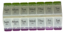 Weekly Pill Planner Organizer XL Easy Use AM/PM . 7 days with Push Buttons