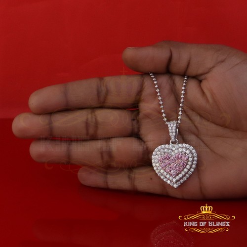 Colgante doble corazón moissanita rosa 3D de plata 925 blanco 11,00 quilates VVS'D' para mujer - Imagen 6 de 12