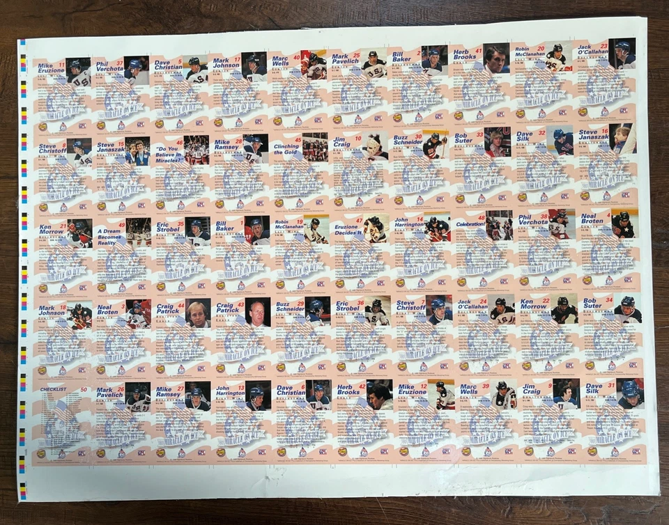 Miracle on Ice - 1995 Signature Rookies Team USA NHL Hockey Uncut Card Sheet - Image 2 of 4
