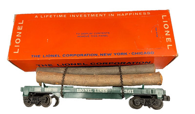 Postwar Lionel 6361 Log Car with Nice Original Box 1960-61