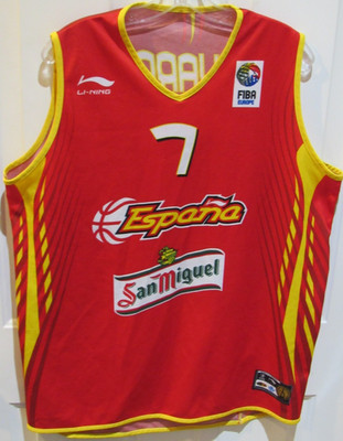 Carlos Navarro # 7 Spain Espana Basketball style Jersey Red FIBA Europe sz Large