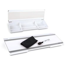 Glass Dry Erase White Board, Flip-Top Desktop Pad for Notetaking, 18" x 6"