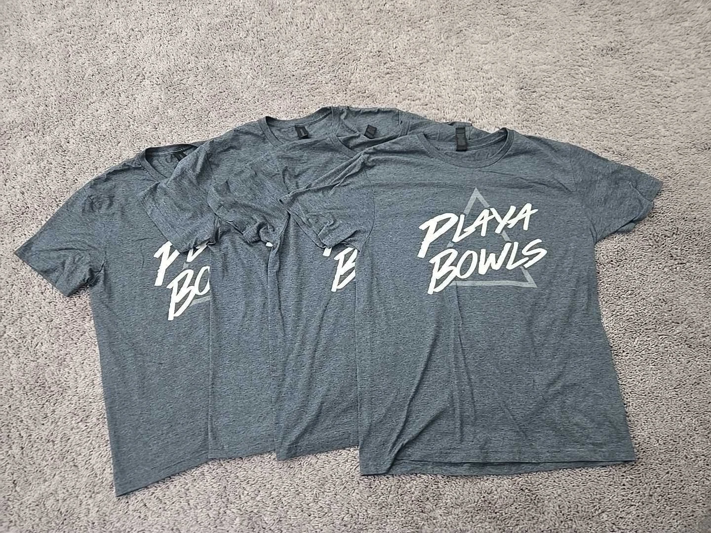 Lot of 4 Playa Bowls T Shirt Mens M Short Sleeve Gildan Gray Employee Uniform