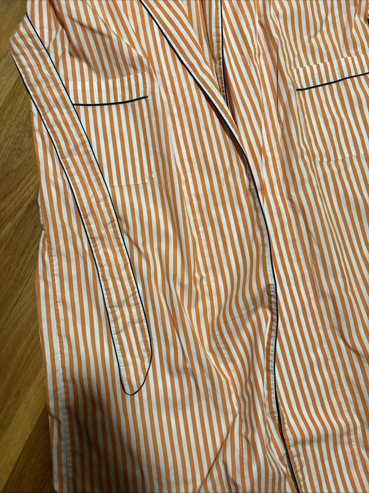 Bata corta a rayas azul/blanco Lauren Ralph Lauren para mujer M 100 % algodón bolsillos Foto 2 de 4