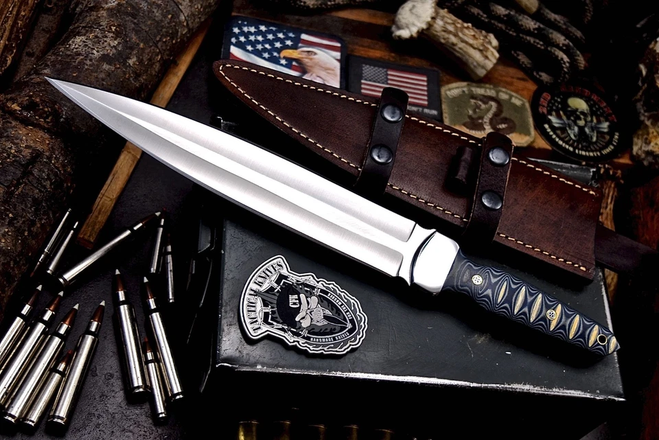Cuchillo deportivo CFK hecho a mano AUS 10 personalizado MICARTA grande DAGA ROMANA caza Shiv Foto 2 de 4