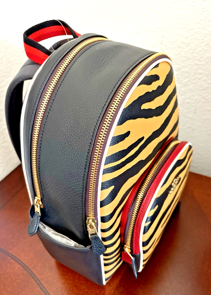 Coach Court In Signature Coated Canvas With Tiger Adjustable Straps Backpack Coach Court Gold Honey School Bag Leather Backpack Tiger  main image 3