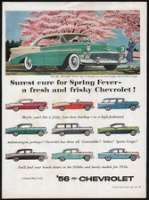 1956 Canadian Chevrolet ad white / blue Bel Air Sport Sedan 10 Models full lineu