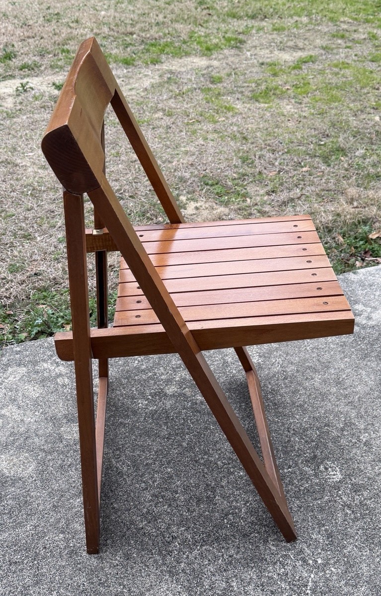 VINTAGE SET OF 4 MCM TRIESTE ALDO JACOBER FOLDING SLAT CHAIRS