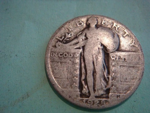 Below Melt 1928 P Standing Liberty Quarter album filler actual coin in photo