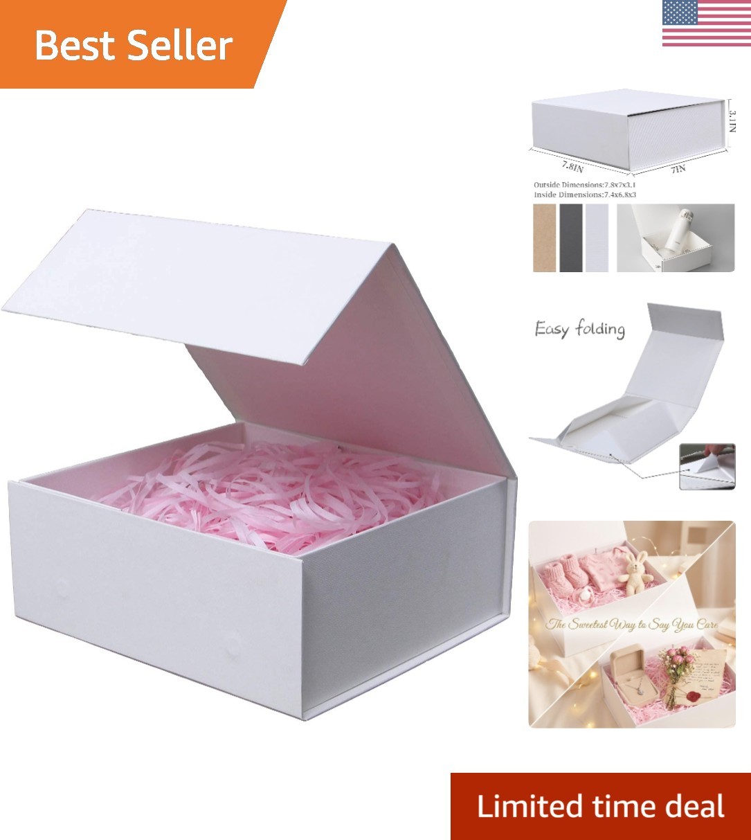 With Lid 7.8x7.1x3.1" - Magnetic Closure, Versatile Use