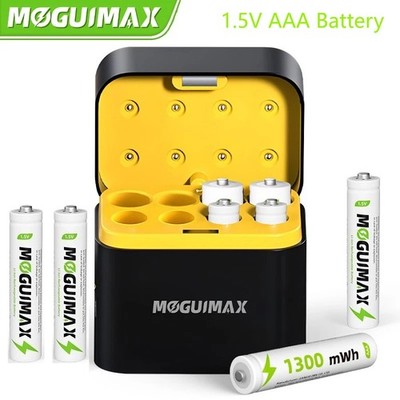 1.5V 1300mWh AAA 8/16/24/32/40pcs wiederaufladbare Lithiumbatterie mit Ladebox