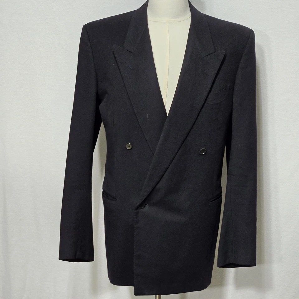 Gianfranco Ferre Blazer Jacket Mens cashmere Wool Double Breasted Navy Blue 42 - Image 2 of 4