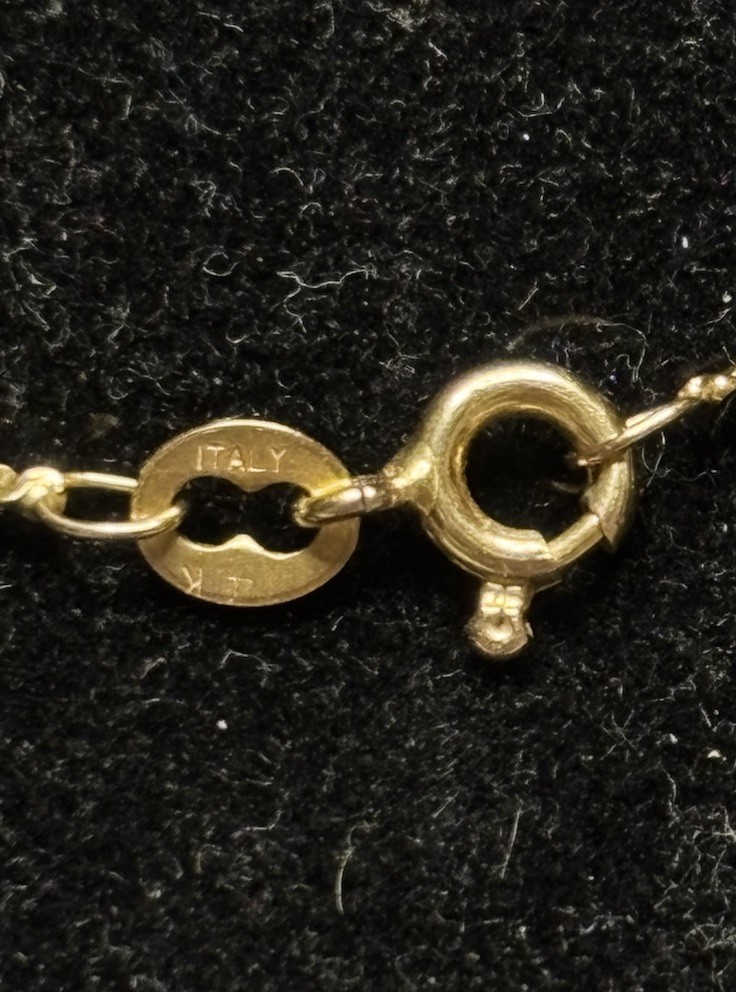 14k Italy Gold & Diamond Necklace 2.98g Total - 25PT Diamond #5997 View 4