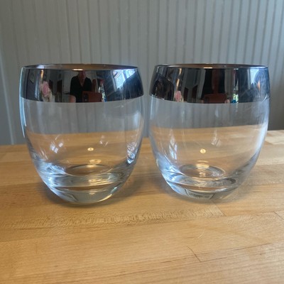 Set of 2 - Dorothy Thorpe Style MCM 4'' Roly Poly Silver Rim Band Glasses