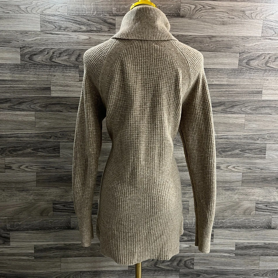LOFT Turtleneck Pullover Tan Wool Blend Waffle Knit Sweater Women's Size Small - Image 3 of 4