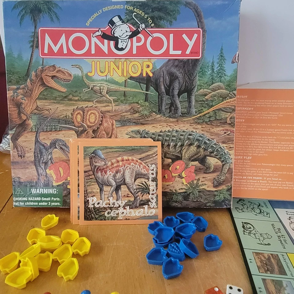 Monopoly Junior Dig N Dinos Hasbro 1998 Complete Game Dinosaurs - Image 3 of 4