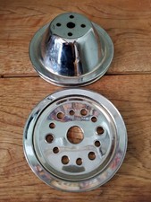 Chrome 2 Pulley Set For Small Block Chevy Short Wp Single Pulleys 283 327 350
