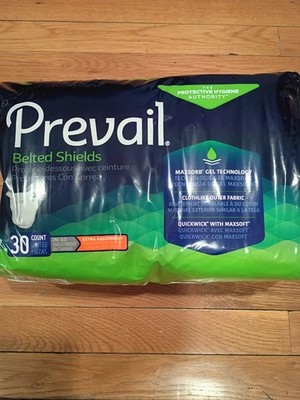 Prevail Belted Shields Extra Absorbency 30ct Adult Incontinence Protection Pads