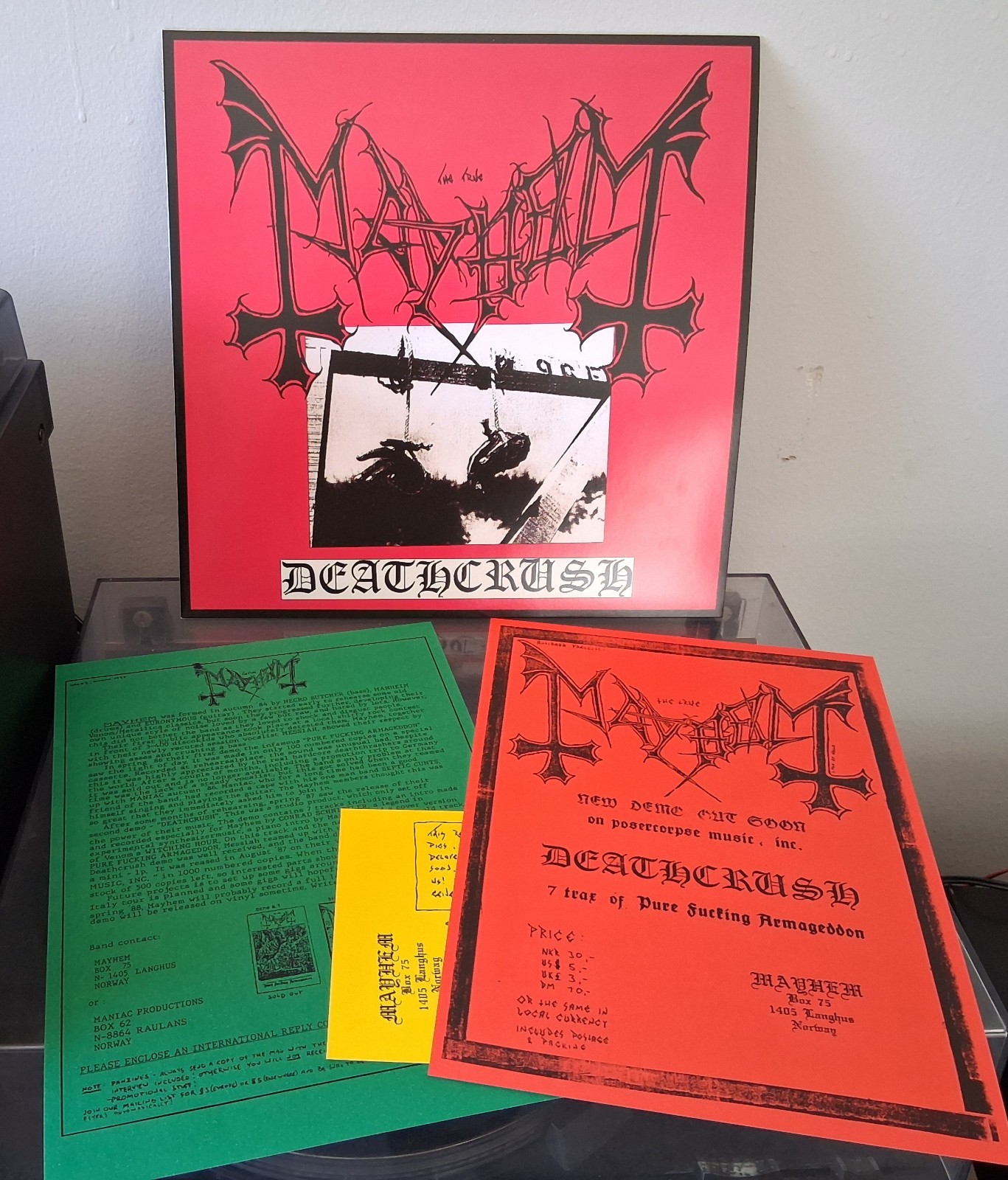 mayhem deathcrush LP REISSUE vinyl with extras ltd edition [NOT ORIGINAL VERSION