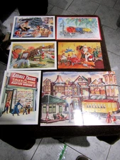 Angela Trotta Thomas Print on Lionel Train Christmas Greeting Cards LOT OF SIX