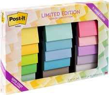 Post-It Super Sticky Notes, Limited Edition Color Collection, 3X3 In, 15 Pads/Pa