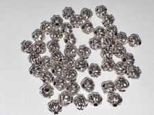 50 SILVER TONE METAL SQUARE DECORATED SPACER BEADS 5X2 MM W/ 2MM HOLE