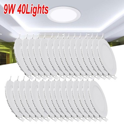 40X 9W 5'' Round Cool White LED Recessed Ceiling Panel Down Lights Bulb Slim Lamp