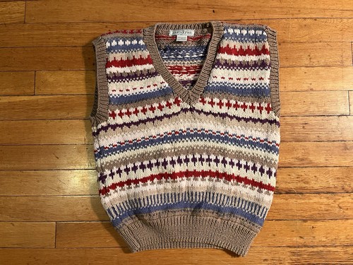 VINTAGE Laura Daniels Fair Isle Hand Knit Sweater Vest Women’s M Multicolor 80s