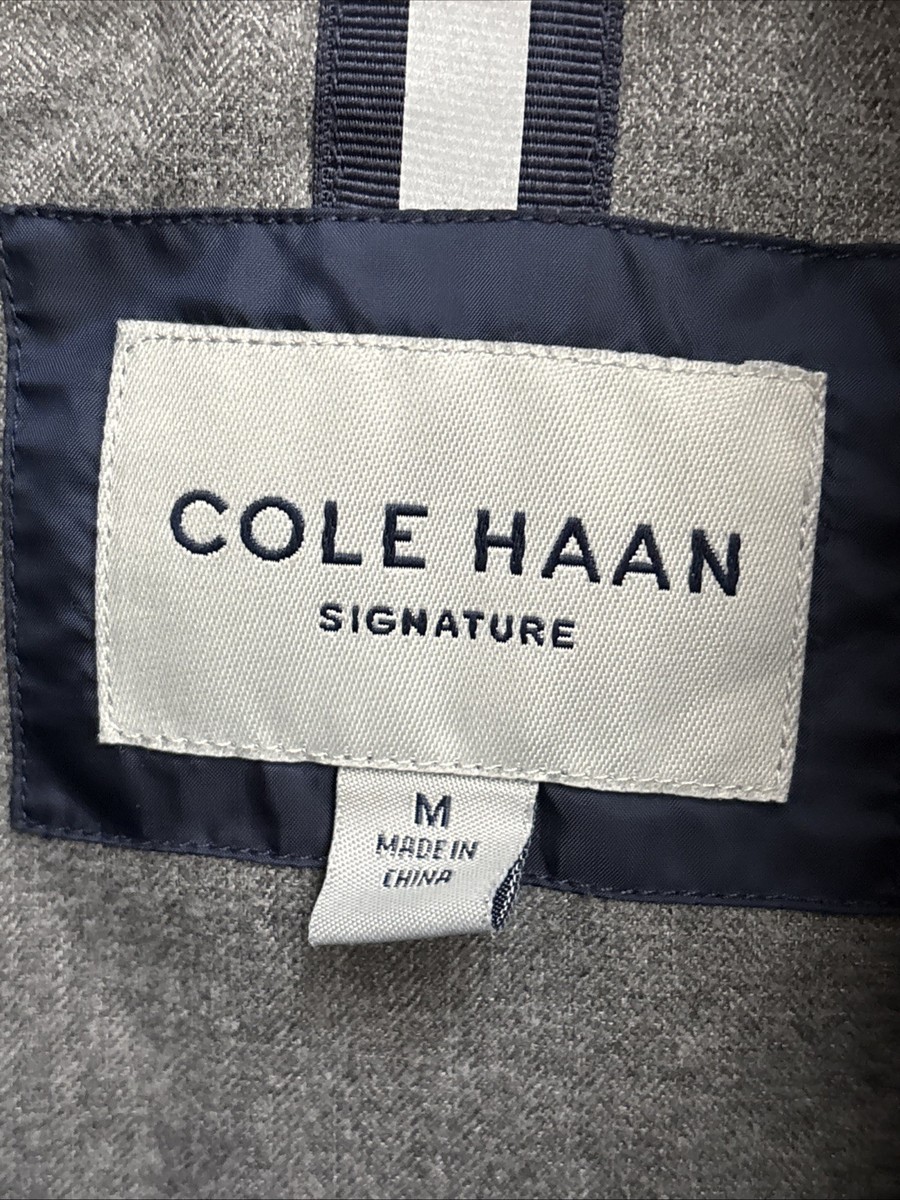 Cole Haan Mixed Media Signature Quilted Jacket Mens M Blue Brown