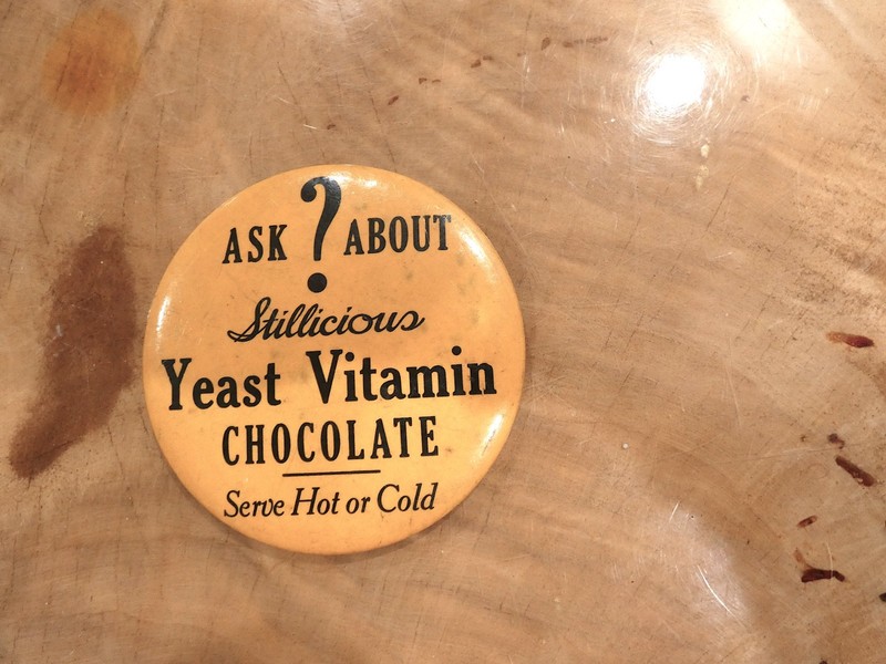 Vintage Stillicious Yeast Vitamin Chocolate Pinback Button