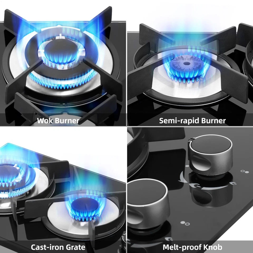 2 Burners Gas Hob LPG Stove Cooker Home Kitchen Camping Caravan Camper Van - Image 4 of 4