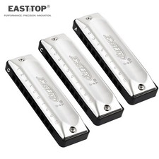 EASTTOP Harmonica Set of 3 10Hole Blues Harp Diatonic Mouth Organ Harmonicas Set