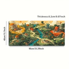 1 Large-sized E-sports Gaming Mouse Pad Featuring a Fantasy Village and River