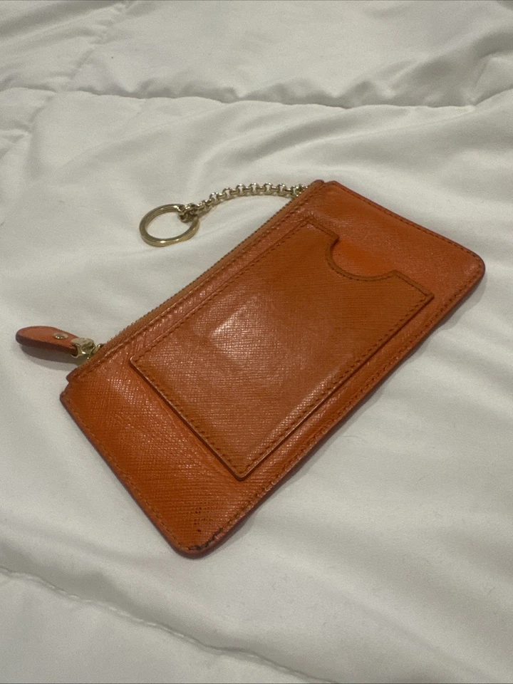 Authentic Salvatore Ferragamo Leather Keychain Key Pouch Orange - Image 3 of 4