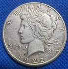 1922-S Peace Dollar Circulated 90% Silver #837n VF