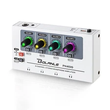 Bolanle PH400 4-Channel Headphone Amplifier 8 Outputs 3.5mm 6.35mm Stereo Mono
